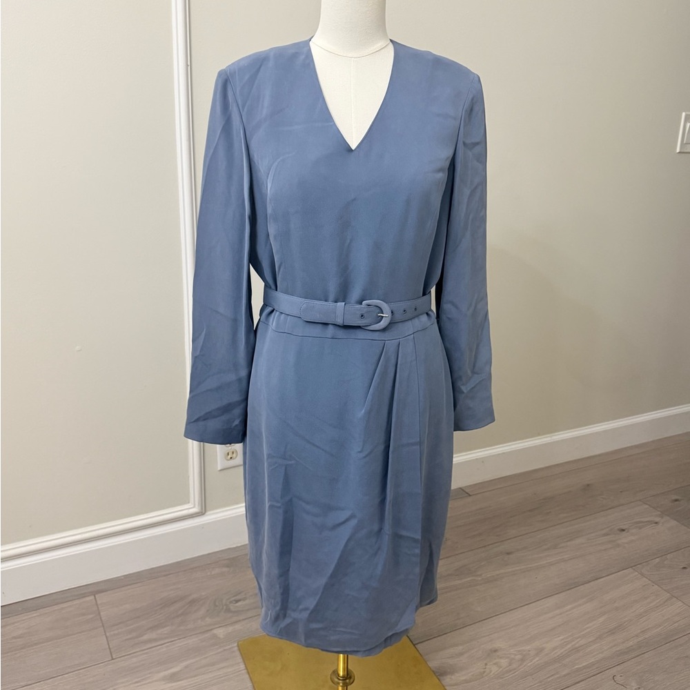 Jones New York Steel Blue Midi Dress with Belt